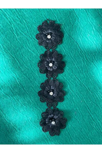 Gönülden Tasarım Απλίκα ζωγραφικής με μαύρο λουλούδι με πέτρα ζιργκόν 7x5 εκ.