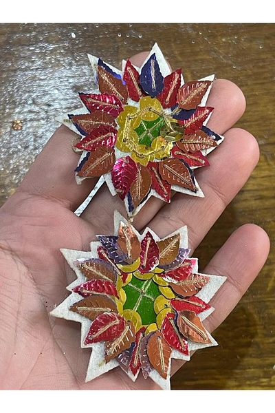Gönülden Tasarım Diametru 6 Cm 2 Pachet de flori colorate cu paiete Applique Accesoriu de cusut