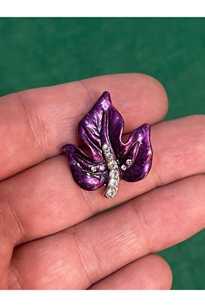 Gönülden Tasarım 3x2 Cm Zirkon Cam Taşlı Mor Yaprak Broş Iğnelik Yaka Iğnesi ...