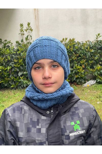 Gönülden Tasarım Copii Beanie Gât Guler Set Lână Moale S Albastru