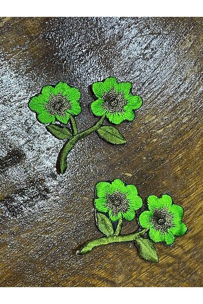 Gönülden Tasarım Broderie care se lipsește cu fier de călcat, aplicată cu flori duble, patch de armătură, accesorii pentru hobby, verde