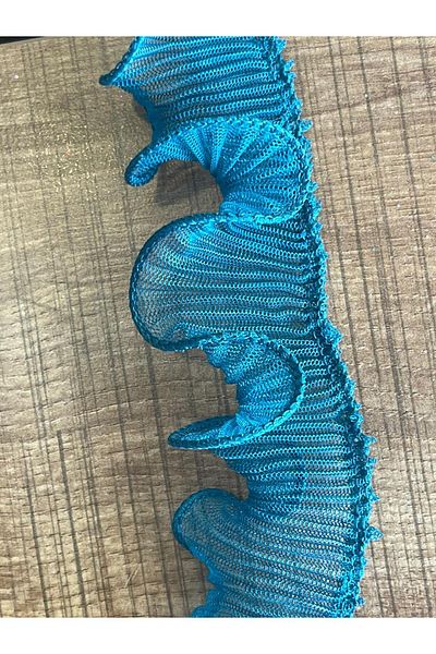 Gönülden Tasarım 1 metru 5 cm tul verde petrol cu volane, cusut elastic, accesoriu pentru îmbrăcăminte, aplicație