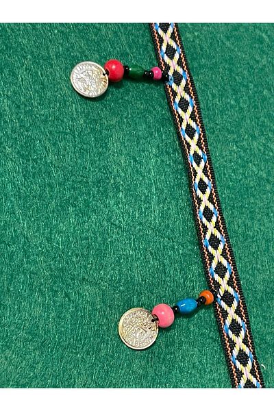 Gönülden Tasarım Width 1.5 Cm Wooden Beaded Monogram Ethnic Pattern Ribbon Apparel Sewing Accessory Applique (1 METER)