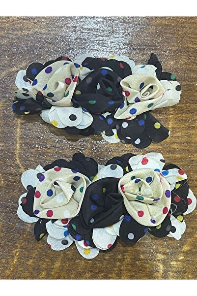 Gönülden Tasarım 10x6 εκ. Πουά πολύχρωμο λουλούδι φιόγκο απλικέ Αξεσουάρ ραπτ...