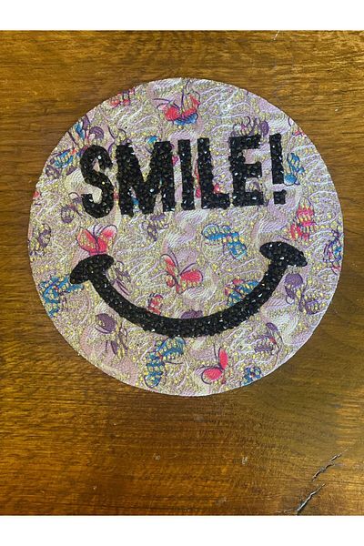 Gönülden Tasarım 14 CM DIAMETRUL FIER DE FIERĂ SMILEGULEEN FACE APPLICATĂ PATCH ARMĂ