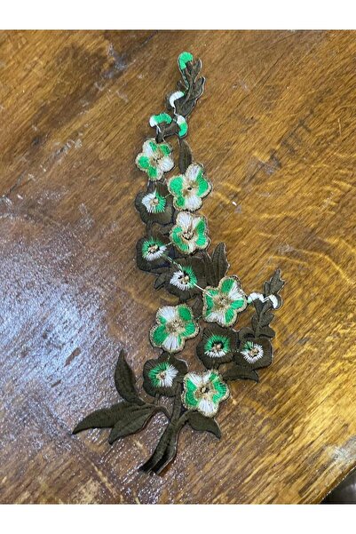 Gönülden Tasarım 27x10 cm Accesoriu de cusut cu aplicație de flori verzi, car...