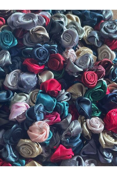 Gönülden Tasarım 1,5 και 2 εκ. Μικτές Χρωματικές Κορδέλες Τριαντάφυλλο 50 Τεμ...