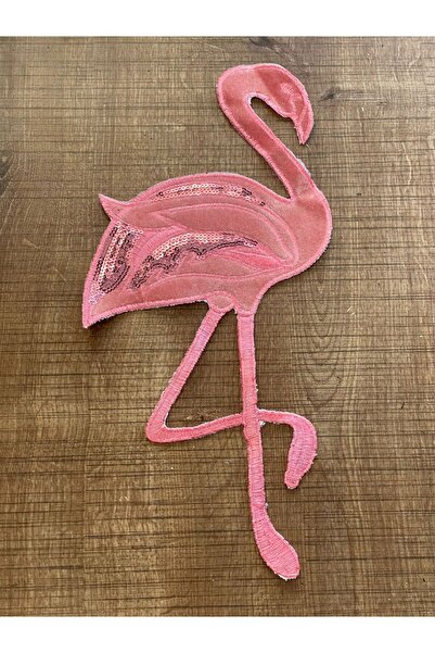 Gönülden Tasarım 33x14 см пайети кадифена апликация с розов пеликан