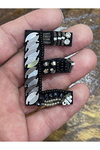 Gönülden Tasarım 5x3 Cm Broderie și mărgele Aplicație Litera E Accesoriu de c...