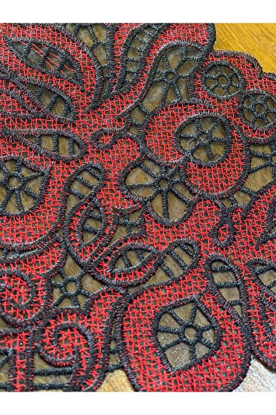 Gönülden Tasarım 21x24 εκ. Μαύρο κόκκινο κέντημα Κεντημένο απλικέ Κέντημα ραπ...