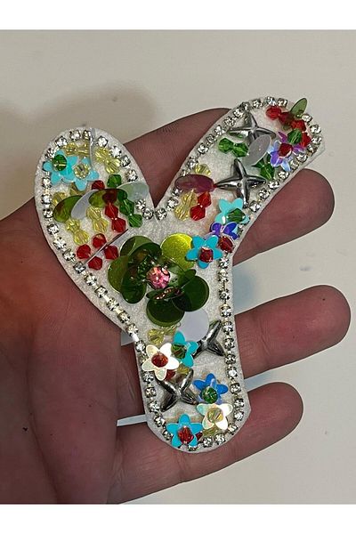 Gönülden Tasarım 10x8 Cm Broderie cu paiete Broderie Broderie Litera Y Applique Patch Accesoriu pentru armătură