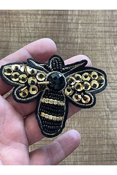 Gönülden Tasarım 8x7 Cm Design Zircon Stone Beaded Paiete Bee Applique Acceso...