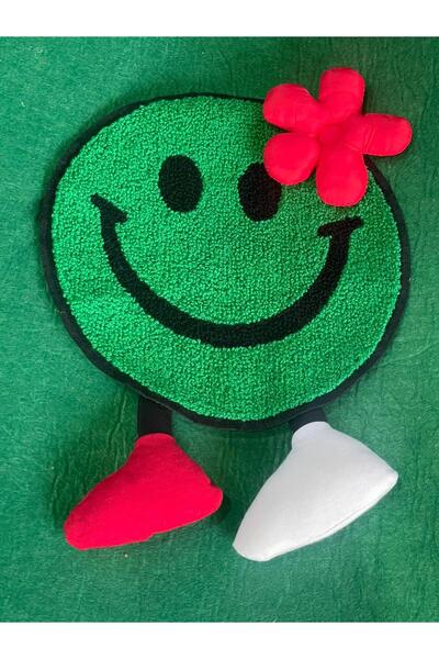 Gönülden Tasarım 29x22cm Picior gonflabil Cataramă florală țesut verde Smiley...