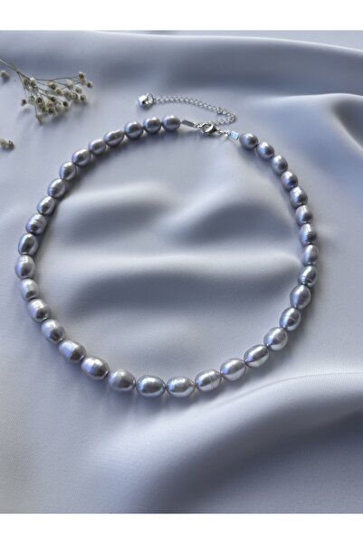 DURAN TAKI TASARIM Hakiki Gri İnci Gümüş Kolye