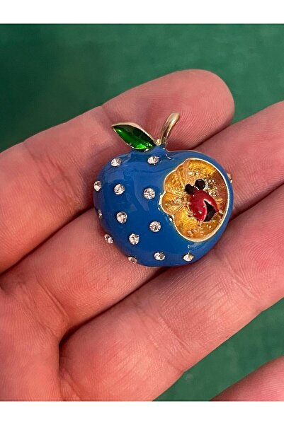 Gönülden Tasarım 3x3 Cm Mai Elma Uğur Böcekli Zirkon Cam Taşlı Broş Iğnelik Y...