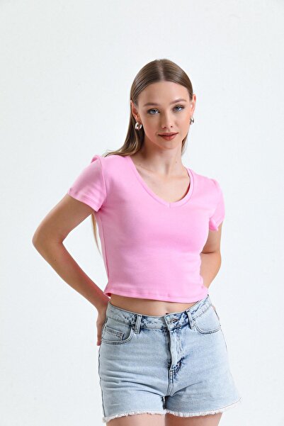 Miss Murem Pink V-neck Camisole T-Shirt