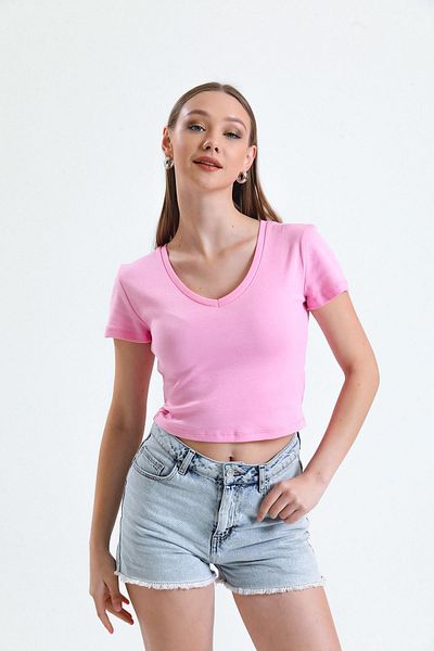 Miss Murem Pink V-neck Camisole T-Shirt