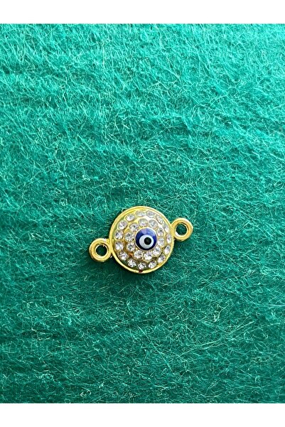 Gönülden Tasarım 1.5 Cm Altın Sarısı Zirkon Taşlı Nazar Boncuklu Kolye Bilekl...