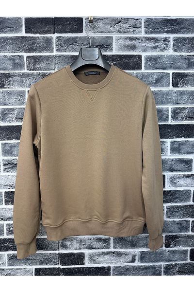 Efendioğlu Design Camel Solid Color Men's Autumn New Season Crew Neck Sweatshirt (NEW SEASON)