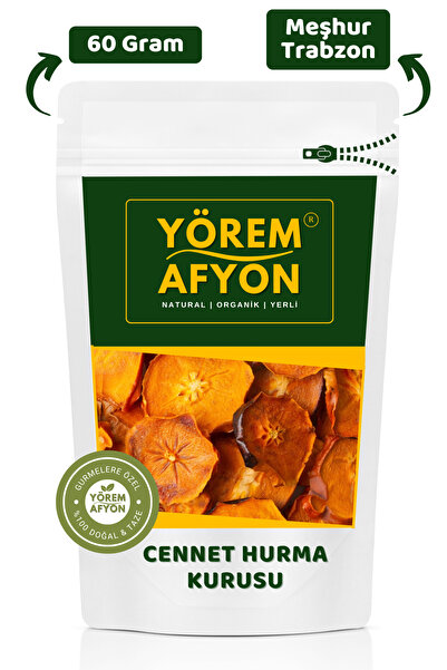 Gülçehre Yörem Afyon Meşhur Trabzon Katkısız Şekersiz Güneşte Kurutulmuş Cennet Hurması Kurusu | 60Gr.