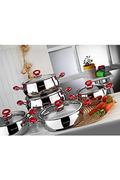 Yıldız çelik Anemon 10 parça kırmızı tencere seti