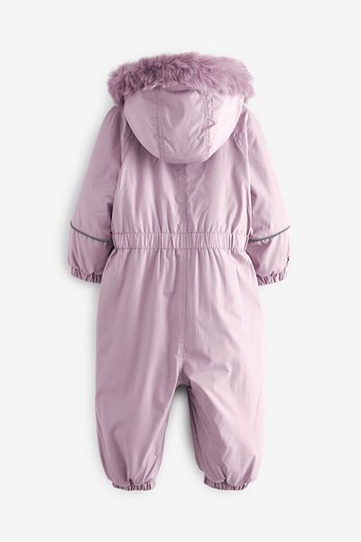Next Baby Pink Water Resistant Fleece Lined Snow Jumpsuit