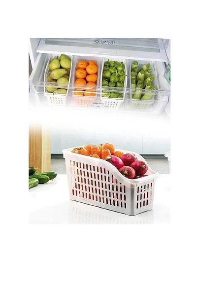 Kitchen Dream 4 Pieces of White Fridge Vegetable Fruit Organizer Organizer