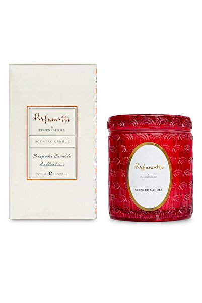 PARFUMATTI BY PERFUME ATELIER GMARIN 320 GR. KIRMIZI CAM ŞİŞE MUM