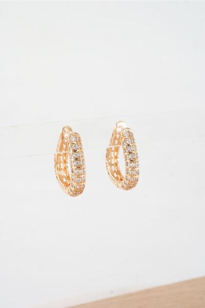 By Zeyna Aksesuar Kadın Vip Seri Xuping Rose Gold Küpe Seti