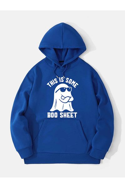 Ginevra Φούτερ Unisex Boo Sheet με στάμπα με κουκούλα και μαλακό Fleece Oversize φούτερ