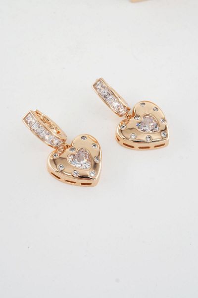 By Zeyna Aksesuar Women's Vip Series Xuping Rose Gold Earring Set