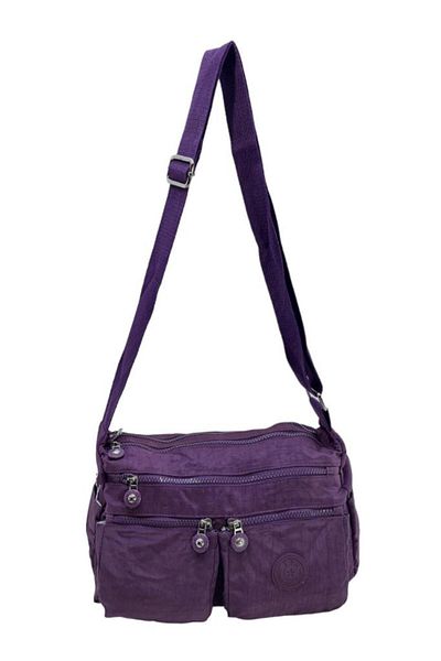Baginn Geantă de damă cu curea încrucișată ușoară cu buzunare multiple, țesătură clinker 30 cm