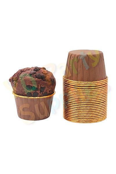 Yusuf Dirik YD Party Supplies Light Brown Gold Metallic Muffin Cake Mold 25 Pieces 50x39