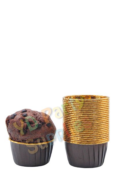 Yusuf Dirik YD Party Supplies Brown Gold Metallic Muffin Cake Mold 25 Pieces 50x39