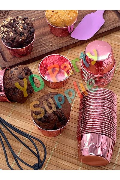 Yusuf Dirik YD Party Supplies Rose Gold Metallic Muffin Cake Mold 25 Pieces 50x39