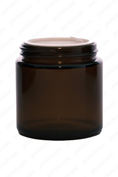 parlakcam 100ml amber cream jar glass cream box with black color protection lid 100cc glass jar (6 pcs)