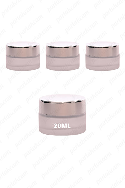 parlakcam 20ml buzlu renk krem kavanozu cam krem kutusu parlak gümüş renk kap...