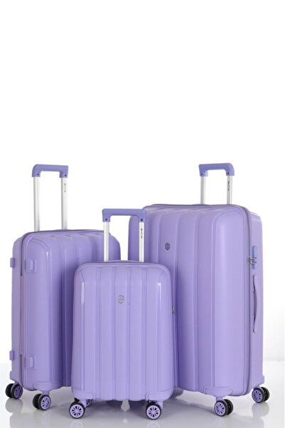 MÇS POLİPROPİLEN KIRILMAZ 3 LÜ VALİZ SETİ LİLA