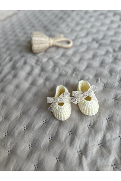 Myluni Handmade Güpür Bağcıklı Babet