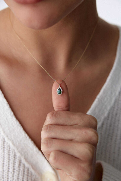 YAVUZ KUYUMCULUK 14 Ayar Altın İnce Zümrüt Kolye