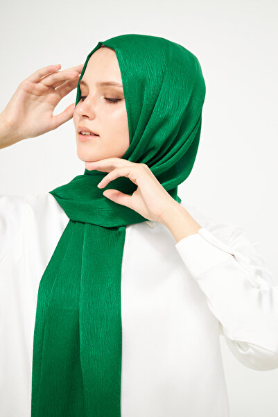 Şehr-i Şal İstanbul Sakafashion Ağaç Kabuğu Desenli Jakarlı Şal - Zümrüt Yeşili