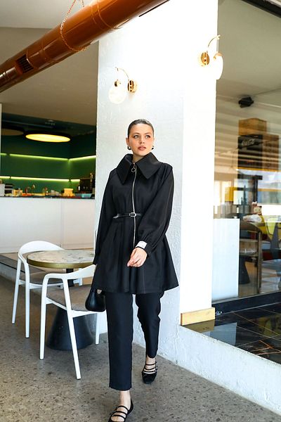 Melike Tatar BLACK Drawstring Suit 32-2034