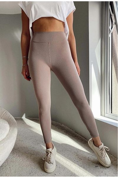 ÜSÜYORİNG Colanți de iarnă cu nervuri din lycra cu talie înaltă pentru femei