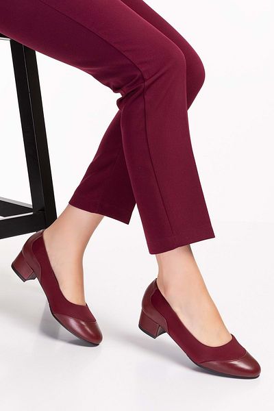 Gondol Pantof confortabil din piele naturală cu toc mic vdt.39 - Roșu Claret - 38
