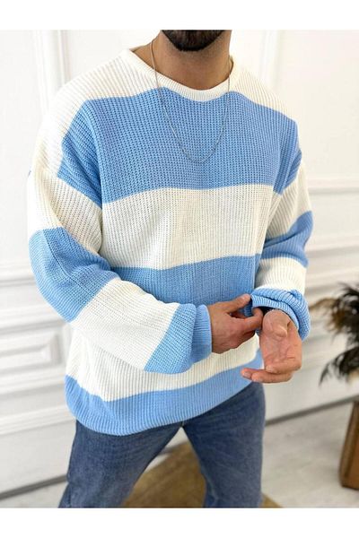 elkumoda Пуловер Oversize Ненабиващ се Пуловер от плетен трикотаж от естествен памук