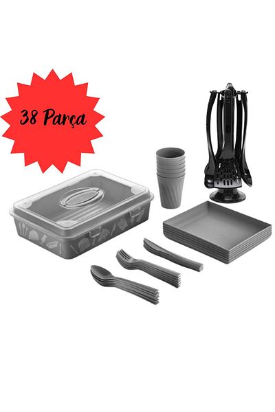 DEMPA 32 Piece Picnic Set and 5-Piece Serving Set with Satnd