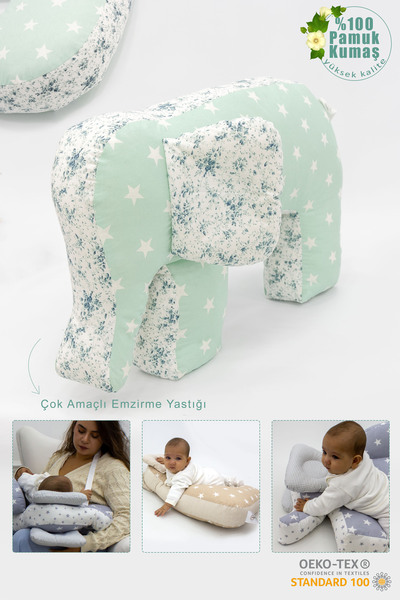 mordesign Pregnancy Pillow, Baby Support Seat; Baby Nursing Mat; Decorative Pillow, Safari Series, Mint