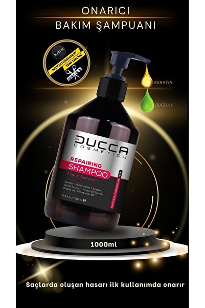 BY DUCCA Ducca Onarıcı Bakım Profesyonel Saç Bakım Şampuanı 1000 ml (TUZSUZ, KERATİN İÇERİKLİ)