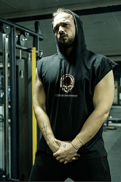 Oxlade Stronger than STRONGER Deadltift Athlete's Tank Top Sleeveless GYM WHOLESALE Hooded Capshon®