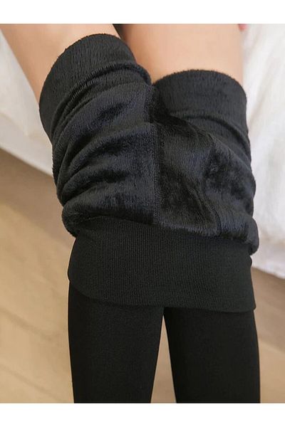 MİSTİRİK Ravena Model Firming Effect Plush Inside Warm Keeping Thermal Corset Socks Black Color